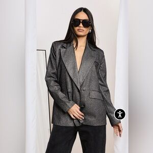 Boohoo Shimmering Black Women's Blazer